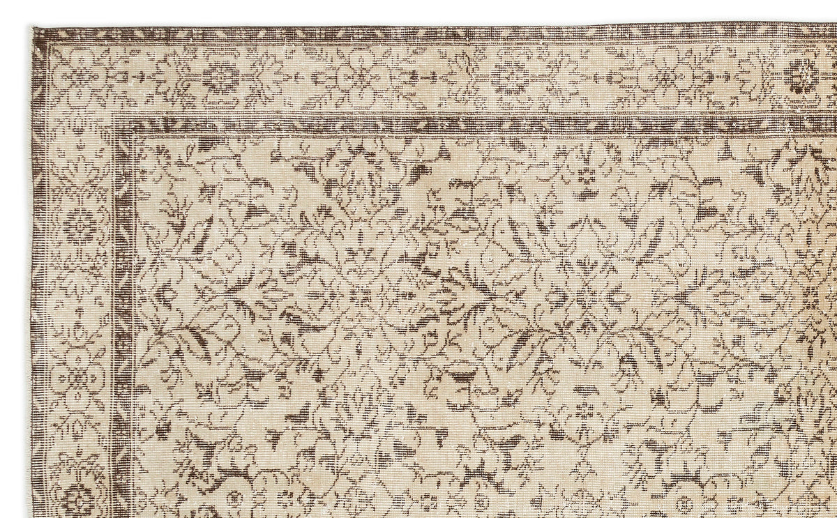 Beige Over Dyed Vintage Rug 6&#39;1&#39;&#39; x 9&#39;11&#39;&#39; ft 186 x 302 cm