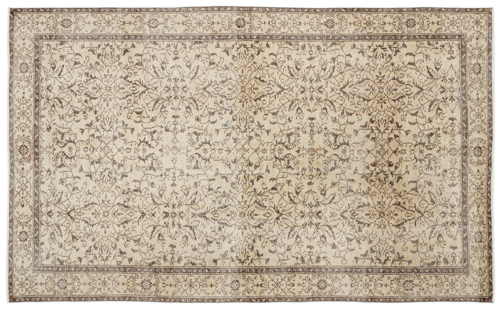 Beige Over Dyed Vintage Rug 6'1'' x 9'11'' ft 186 x 302 cm