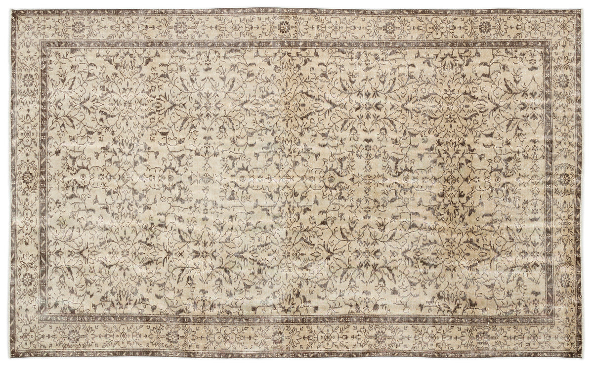 Beige Over Dyed Vintage Rug 6&#39;1&#39;&#39; x 9&#39;11&#39;&#39; ft 186 x 302 cm