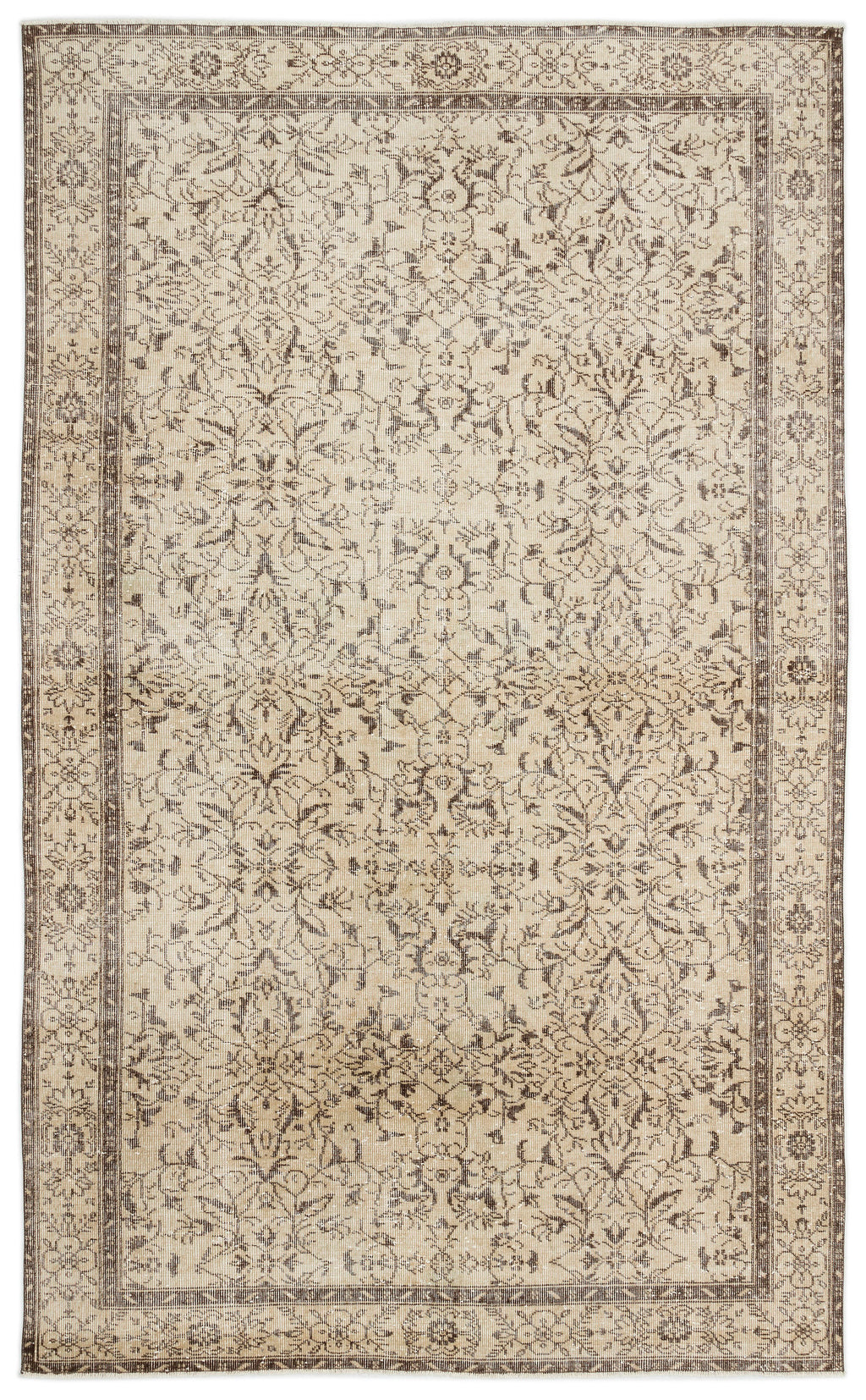 Beige Over Dyed Vintage Rug 6'1'' x 9'11'' ft 186 x 302 cm