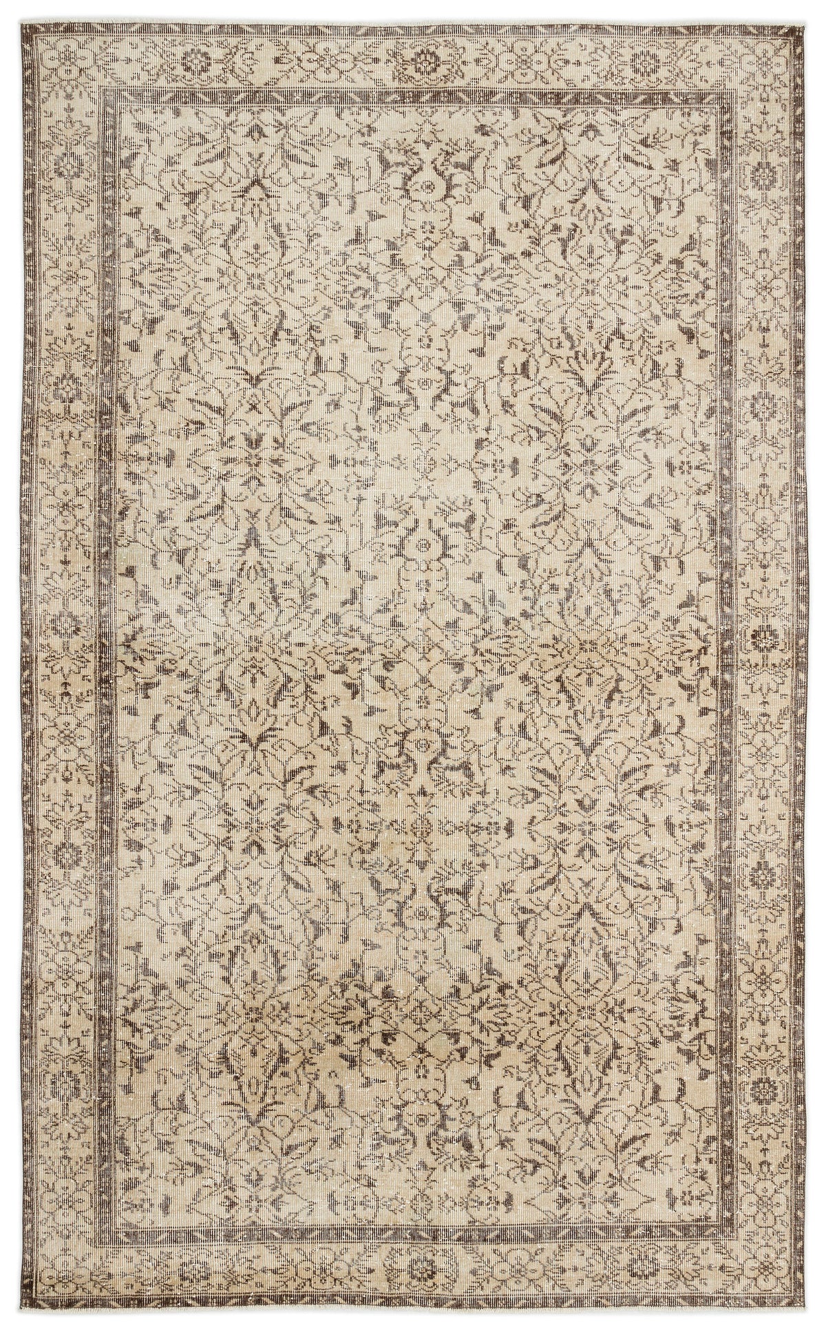 Beige Over Dyed Vintage Rug 6&#39;1&#39;&#39; x 9&#39;11&#39;&#39; ft 186 x 302 cm