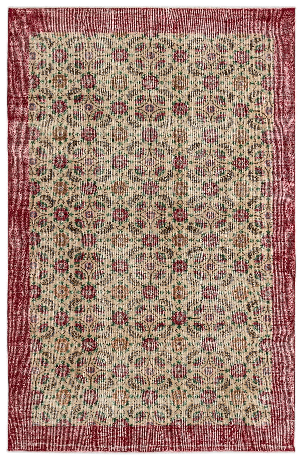 Retro Over Dyed Vintage Rug 6&#39;9&#39;&#39; x 10&#39;1&#39;&#39; ft 206 x 308 cm