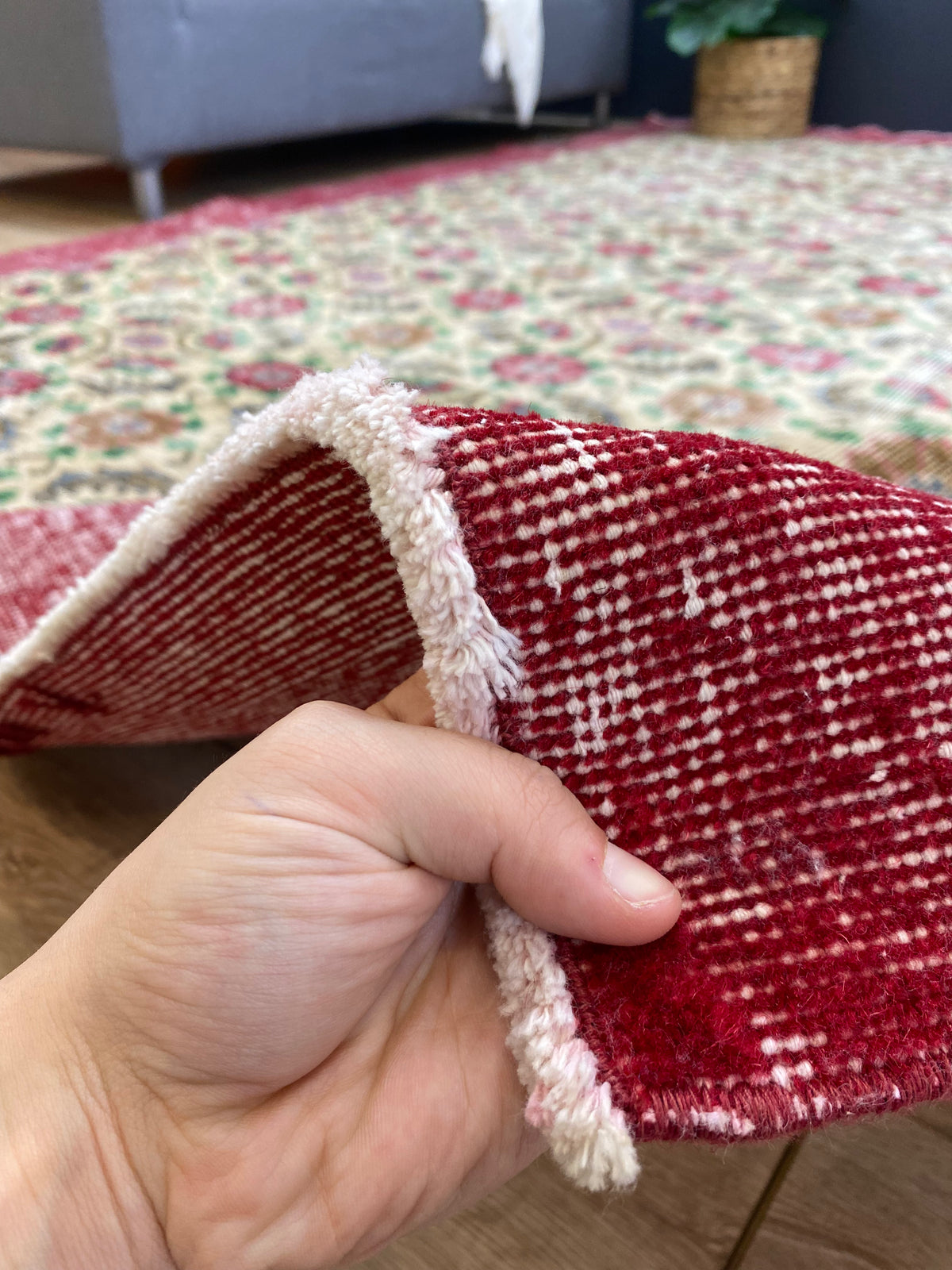 Retro Design Floral Over Dyed Vintage Rug 6&#39;9&#39;&#39; x 10&#39;1&#39;&#39; ft 206 x 308 cm