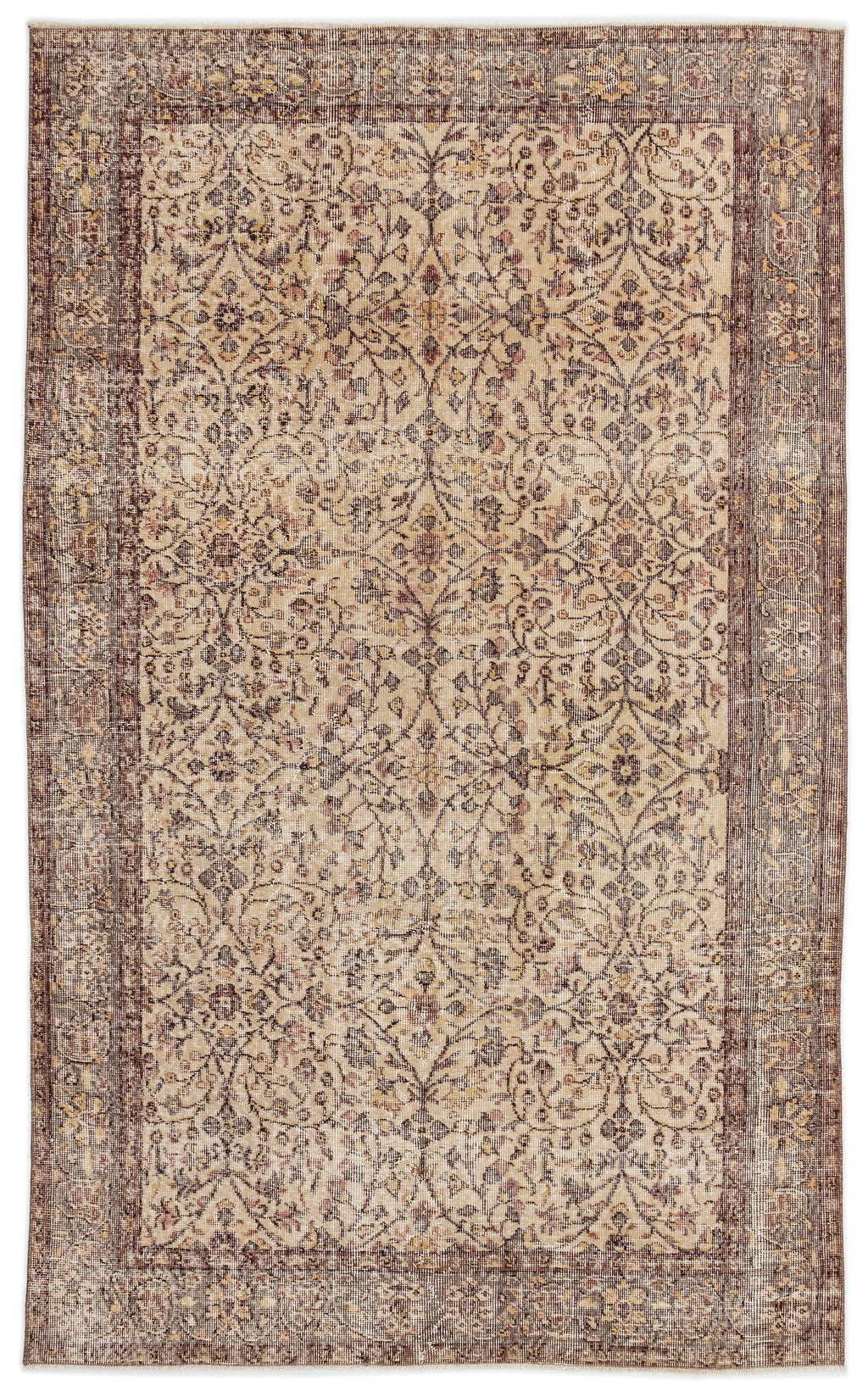 Beige Over Dyed Vintage Rug 5'1'' x 8'8'' ft 156 x 263 cm