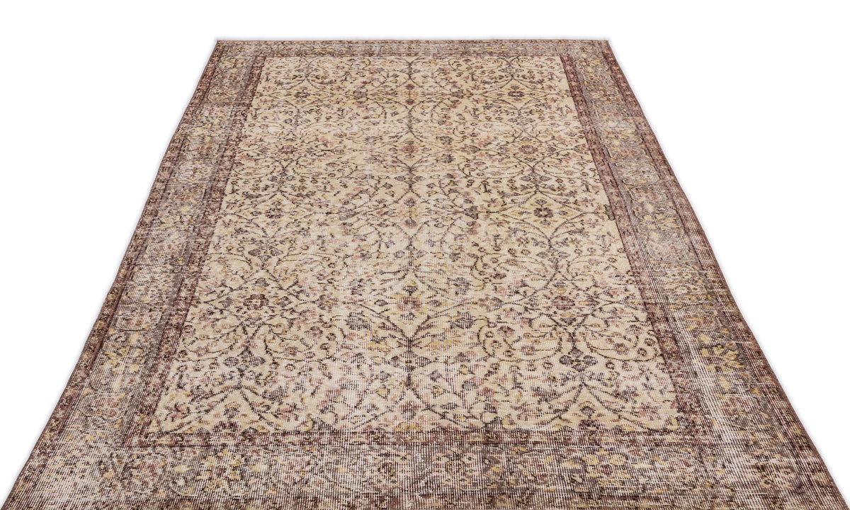Beige Over Dyed Vintage Rug 5&#39;1&#39;&#39; x 8&#39;8&#39;&#39; ft 156 x 263 cm