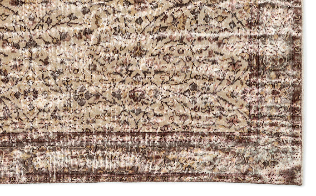 Beige Over Dyed Vintage Rug 5&#39;1&#39;&#39; x 8&#39;8&#39;&#39; ft 156 x 263 cm