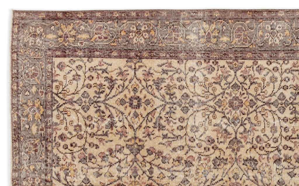Beige Over Dyed Vintage Rug 5'1'' x 8'8'' ft 156 x 263 cm