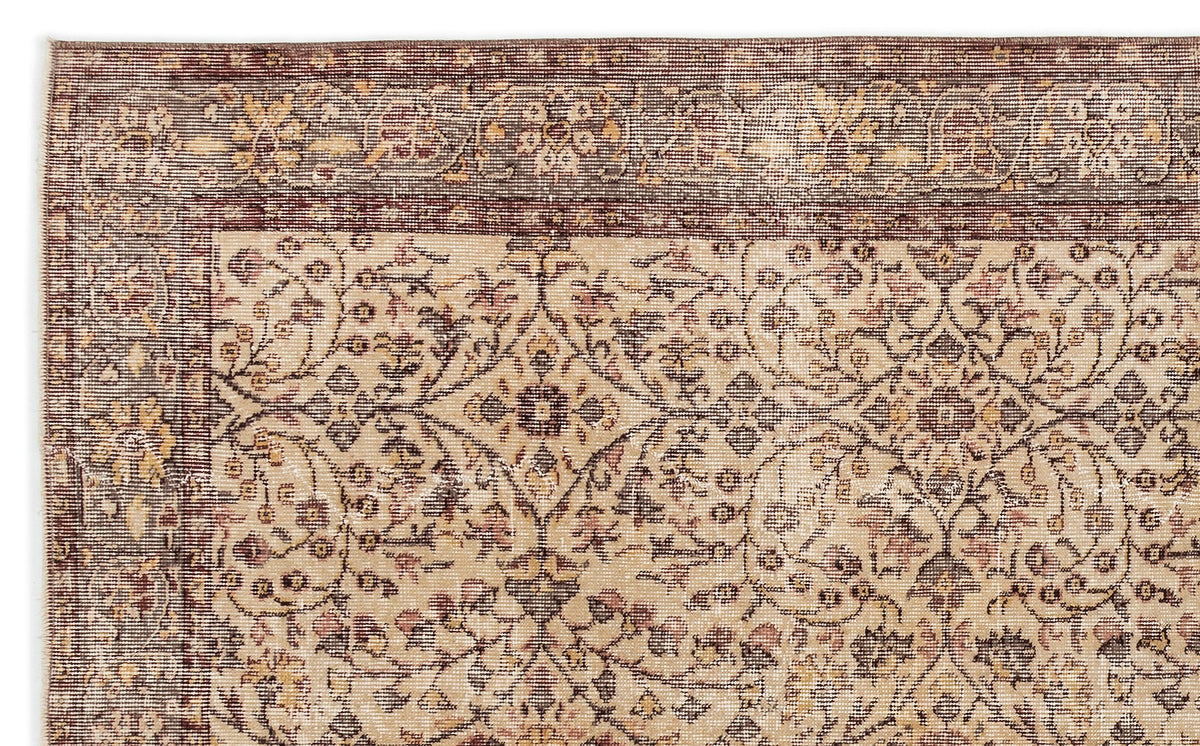 Beige Over Dyed Vintage Rug 5&#39;1&#39;&#39; x 8&#39;8&#39;&#39; ft 156 x 263 cm