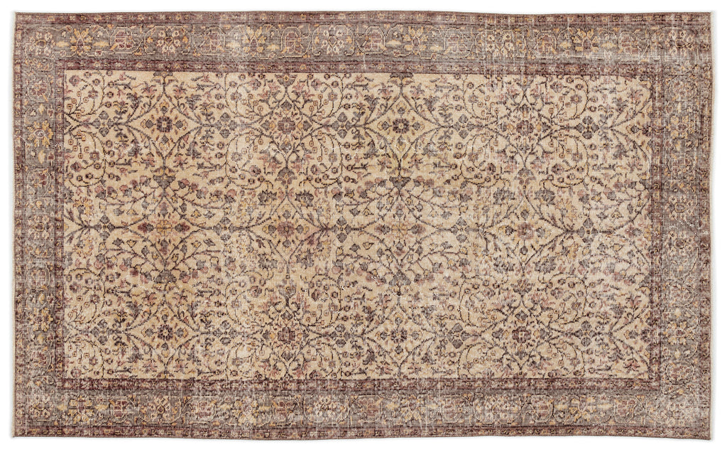 Beige Over Dyed Vintage Rug 5'1'' x 8'8'' ft 156 x 263 cm
