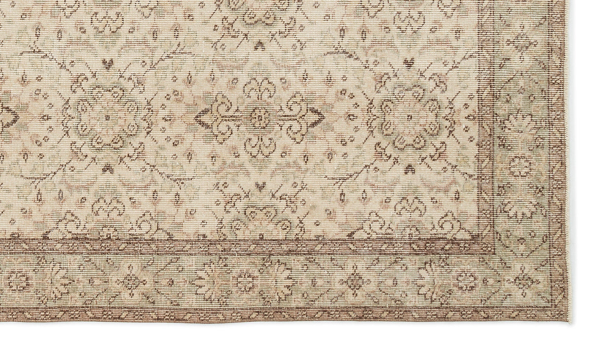 Beige Over Dyed Vintage Rug 4&#39;12&#39;&#39; x 8&#39;11&#39;&#39; ft 152 x 272 cm