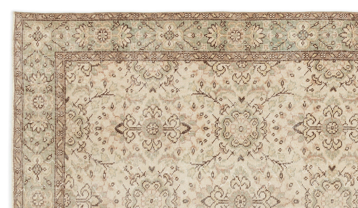 Beige Over Dyed Vintage Rug 4&#39;12&#39;&#39; x 8&#39;11&#39;&#39; ft 152 x 272 cm