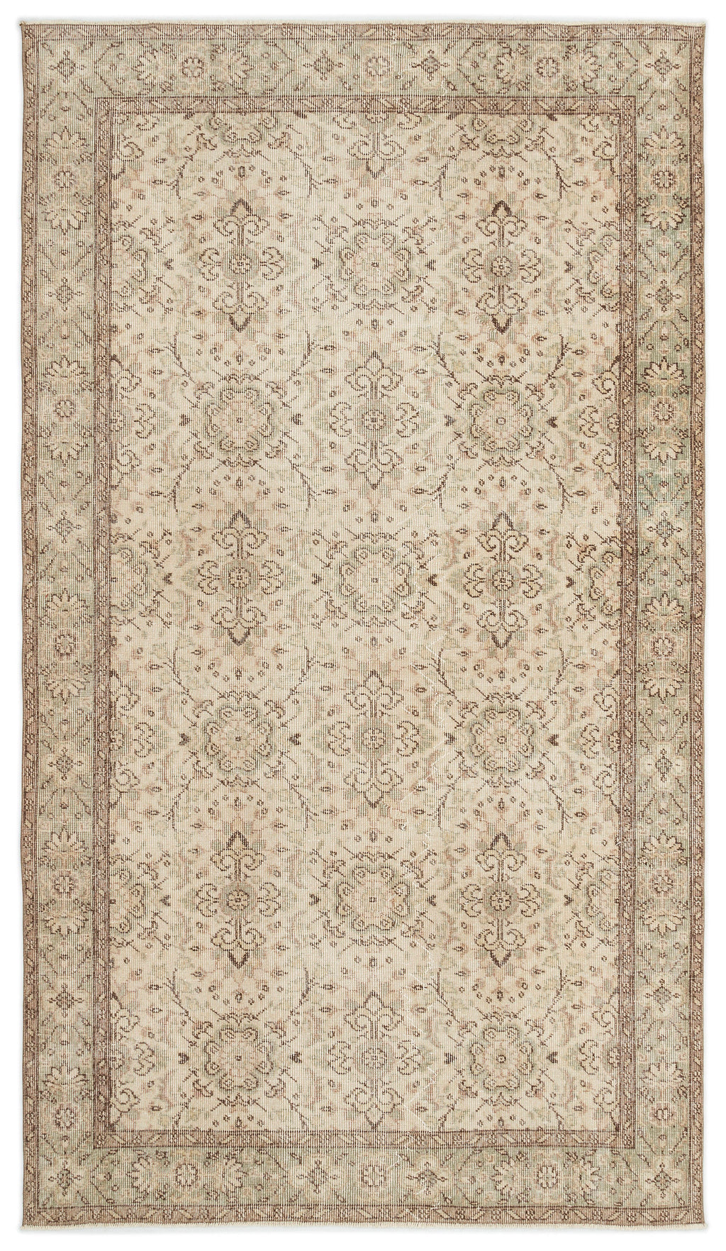 Beige Over Dyed Vintage Rug 4'12'' x 8'11'' ft 152 x 272 cm