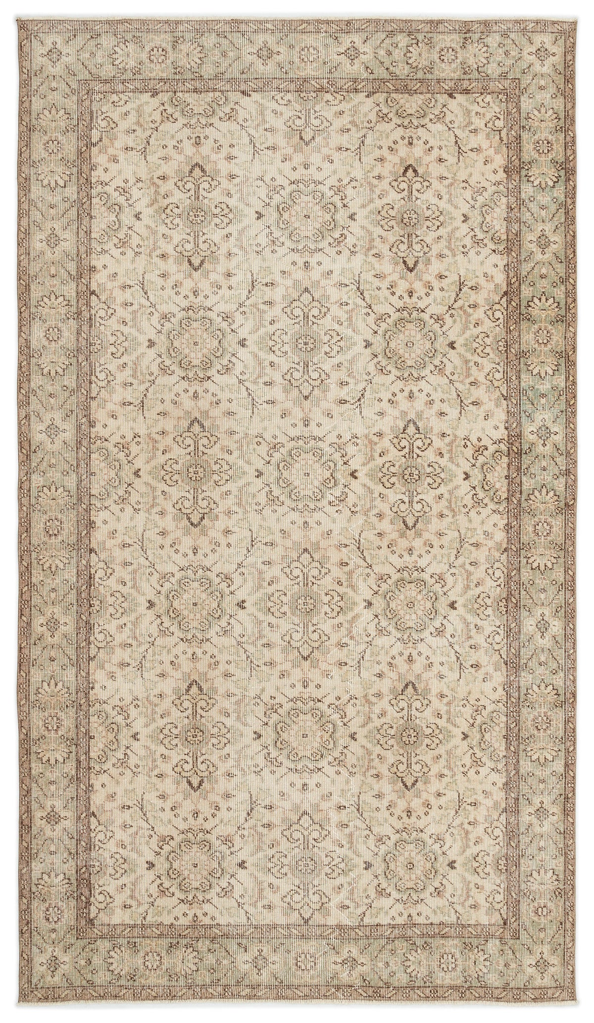 Beige Over Dyed Vintage Rug 4&#39;12&#39;&#39; x 8&#39;11&#39;&#39; ft 152 x 272 cm