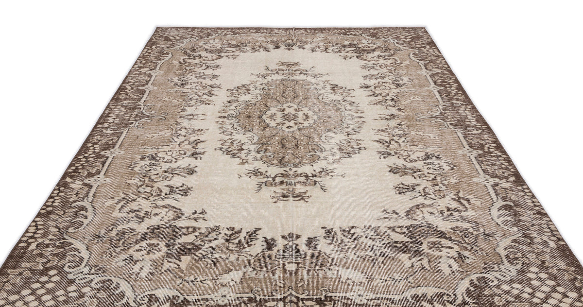 Beige Over Dyed Vintage Rug 6&#39;10&#39;&#39; x 10&#39;0&#39;&#39; ft 209 x 306 cm