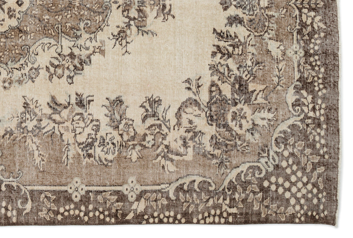 Beige Over Dyed Vintage Rug 6&#39;10&#39;&#39; x 10&#39;0&#39;&#39; ft 209 x 306 cm