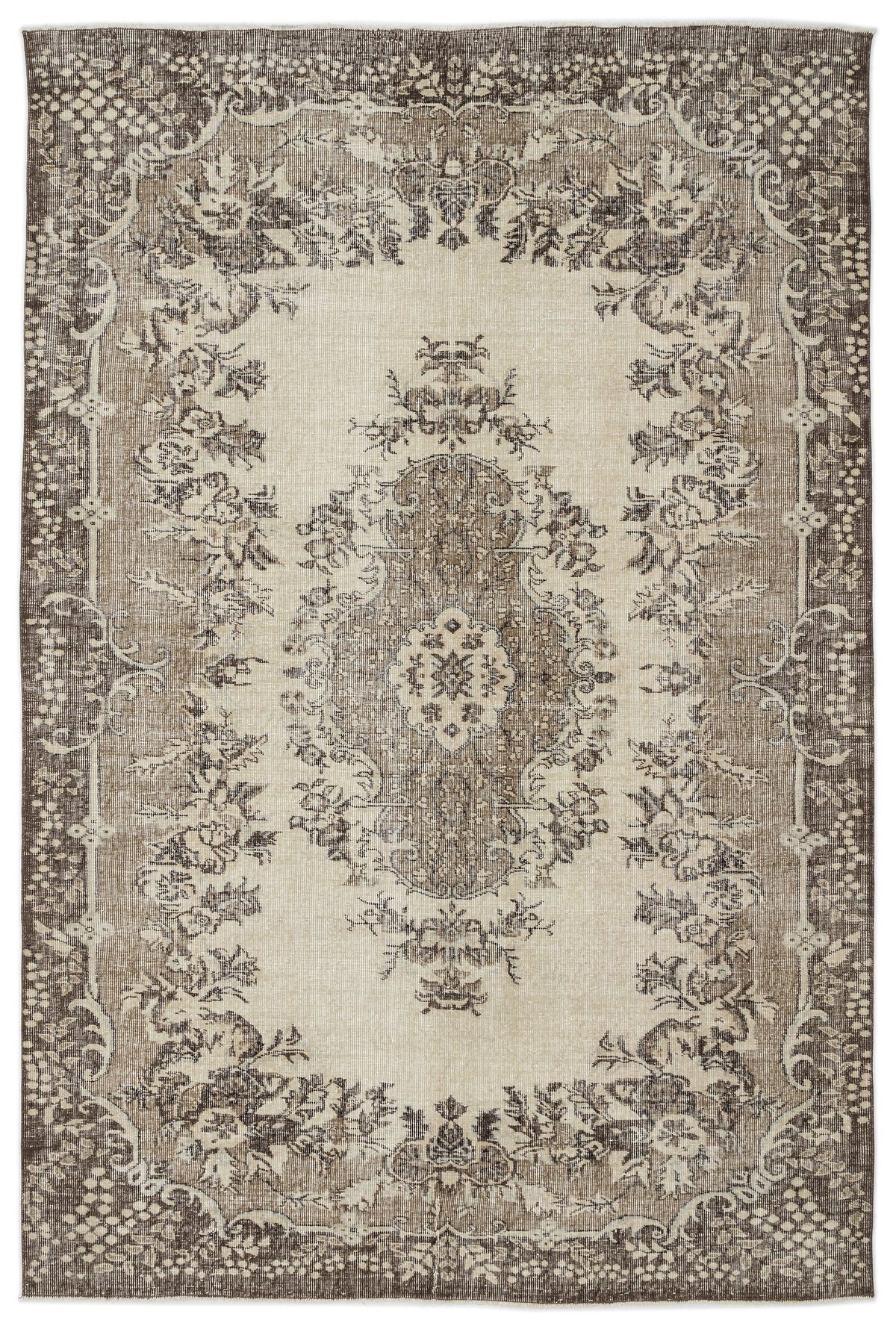 Beige Over Dyed Vintage Rug 6&#39;10&#39;&#39; x 10&#39;0&#39;&#39; ft 209 x 306 cm