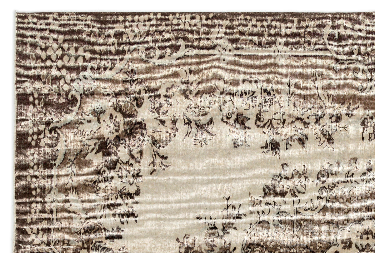 Beige Over Dyed Vintage Rug 6&#39;10&#39;&#39; x 10&#39;0&#39;&#39; ft 209 x 306 cm