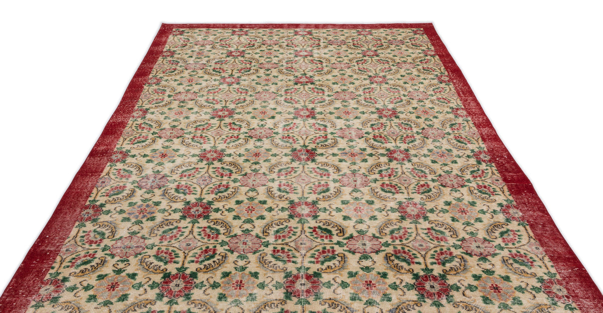 Retro Over Dyed Vintage Rug 6&#39;7&#39;&#39; x 10&#39;6&#39;&#39; ft 200 x 320 cm