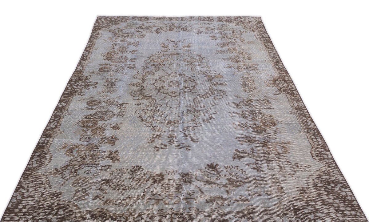 Blue Over Dyed Vintage Rug 5&#39;3&#39;&#39; x 9&#39;3&#39;&#39; ft 160 x 282 cm