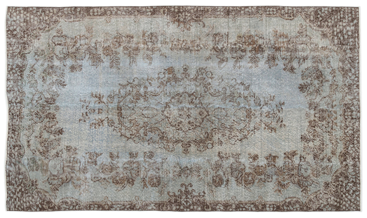 Blue Over Dyed Vintage Rug 5&#39;3&#39;&#39; x 9&#39;3&#39;&#39; ft 160 x 282 cm