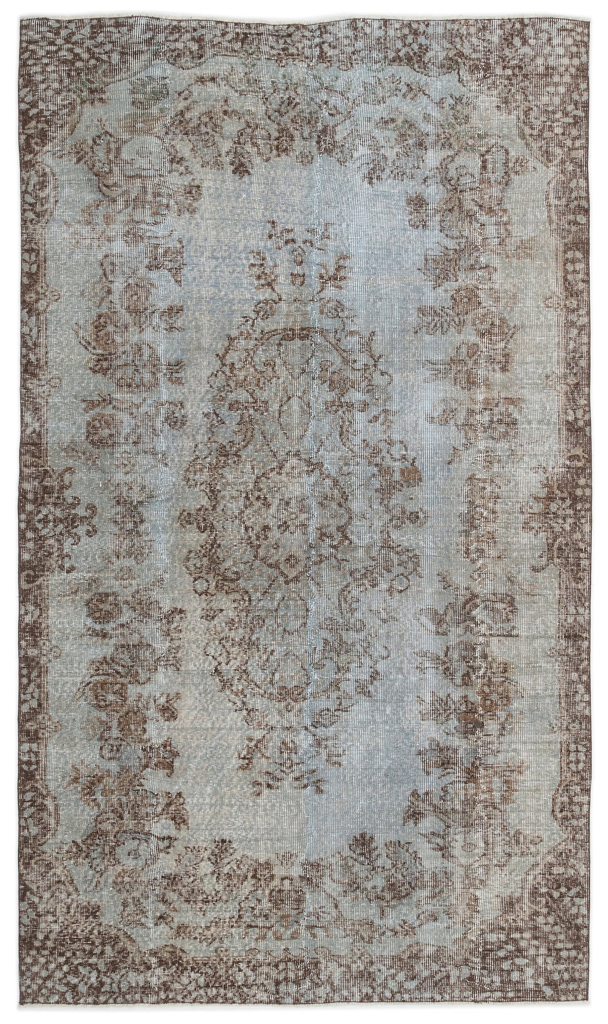 Blue Over Dyed Vintage Rug 5&#39;3&#39;&#39; x 9&#39;3&#39;&#39; ft 160 x 282 cm