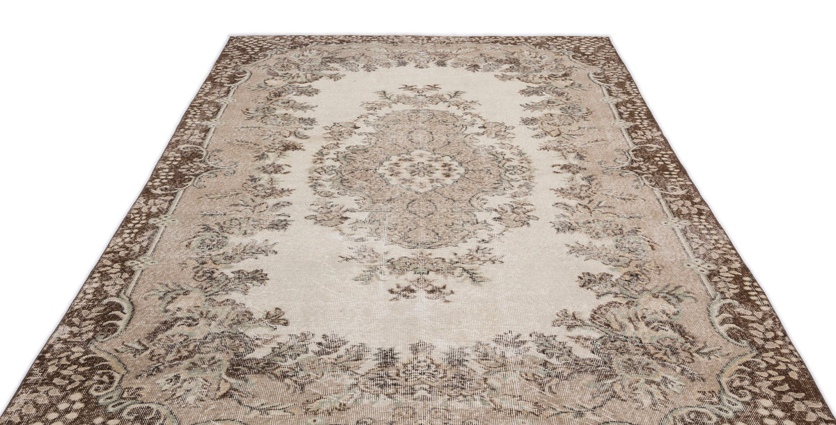Beige Over Dyed Vintage Rug 6&#39;5&#39;&#39; x 9&#39;9&#39;&#39; ft 195 x 296 cm
