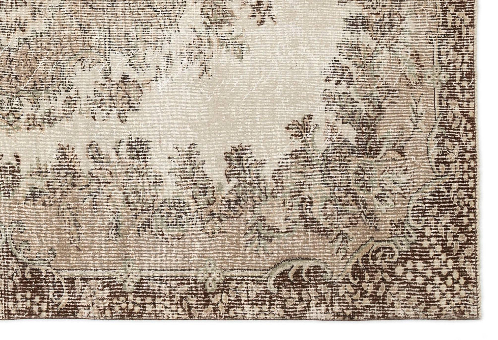 Beige Over Dyed Vintage Rug 6'5'' x 9'9'' ft 195 x 296 cm