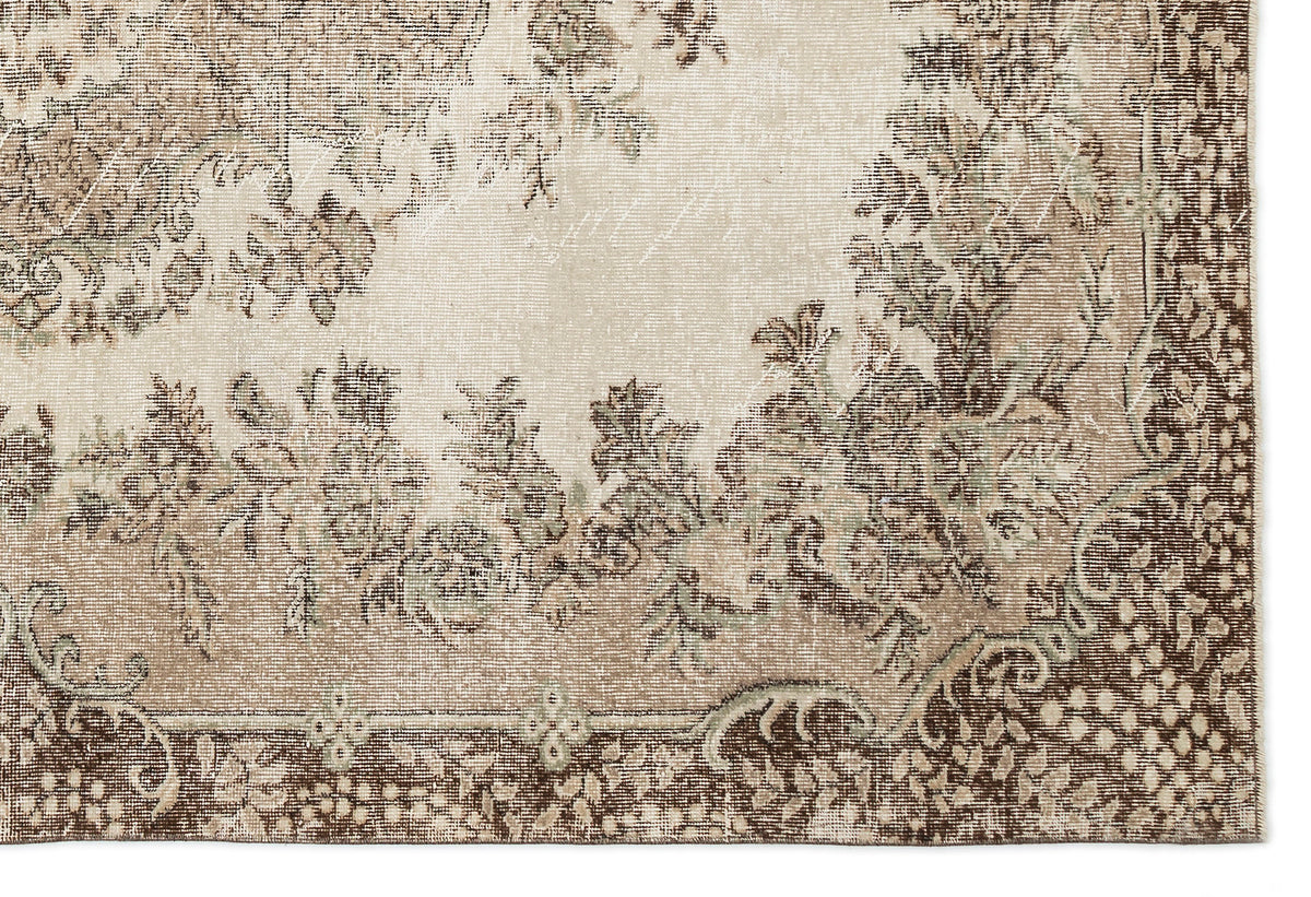 Beige Over Dyed Vintage Rug 6&#39;5&#39;&#39; x 9&#39;9&#39;&#39; ft 195 x 296 cm