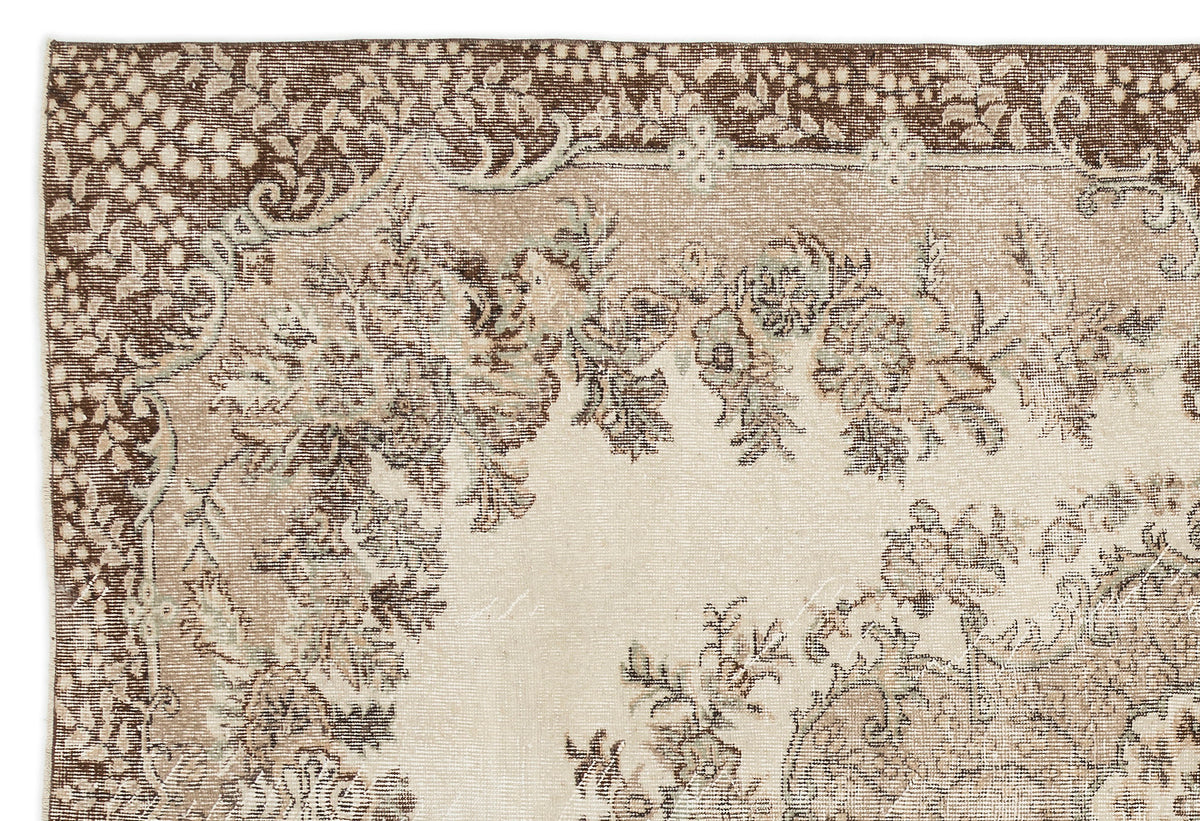 Beige Over Dyed Vintage Rug 6&#39;5&#39;&#39; x 9&#39;9&#39;&#39; ft 195 x 296 cm