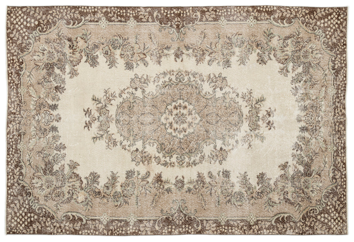 Beige Over Dyed Vintage Rug 6&#39;5&#39;&#39; x 9&#39;9&#39;&#39; ft 195 x 296 cm
