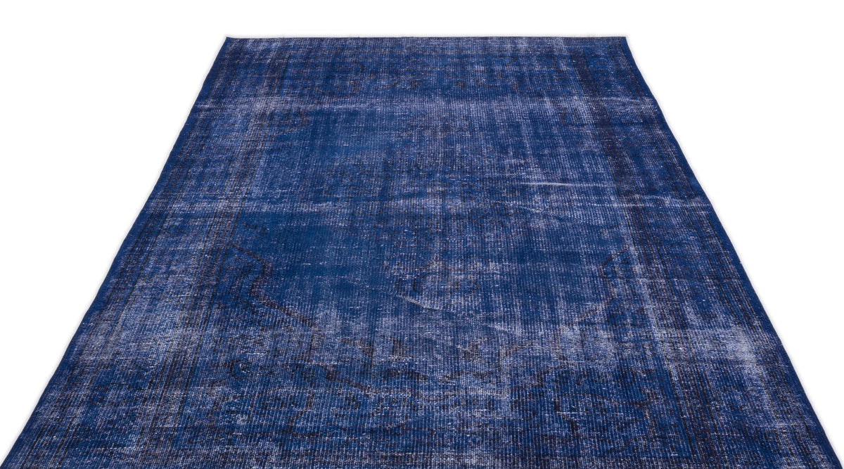 Blue Over Dyed Vintage Rug 5&#39;7&#39;&#39; x 8&#39;11&#39;&#39; ft 171 x 273 cm