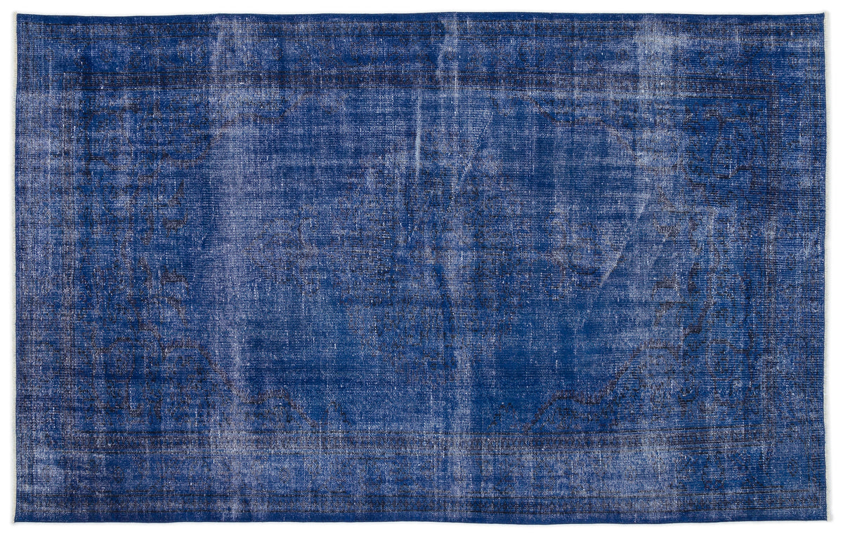 Blue Over Dyed Vintage Rug 5&#39;7&#39;&#39; x 8&#39;11&#39;&#39; ft 171 x 273 cm