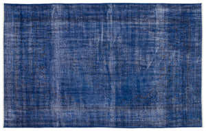 Blue Over Dyed Vintage Rug 5'7'' x 8'11'' ft 171 x 273 cm