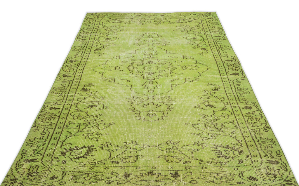 Green Over Dyed Vintage Rug 4'10'' x 8'11'' ft 148 x 271 cm
