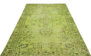Green Over Dyed Vintage Rug 4'10'' x 8'11'' ft 148 x 271 cm
