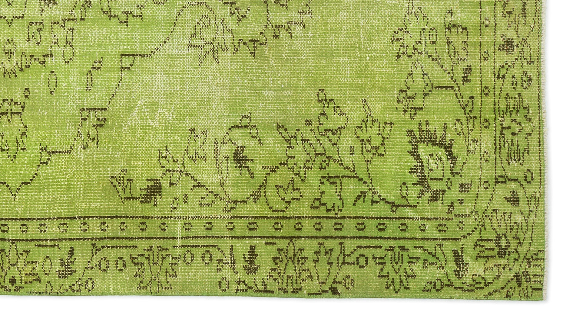 Green Over Dyed Vintage Rug 4'10'' x 8'11'' ft 148 x 271 cm