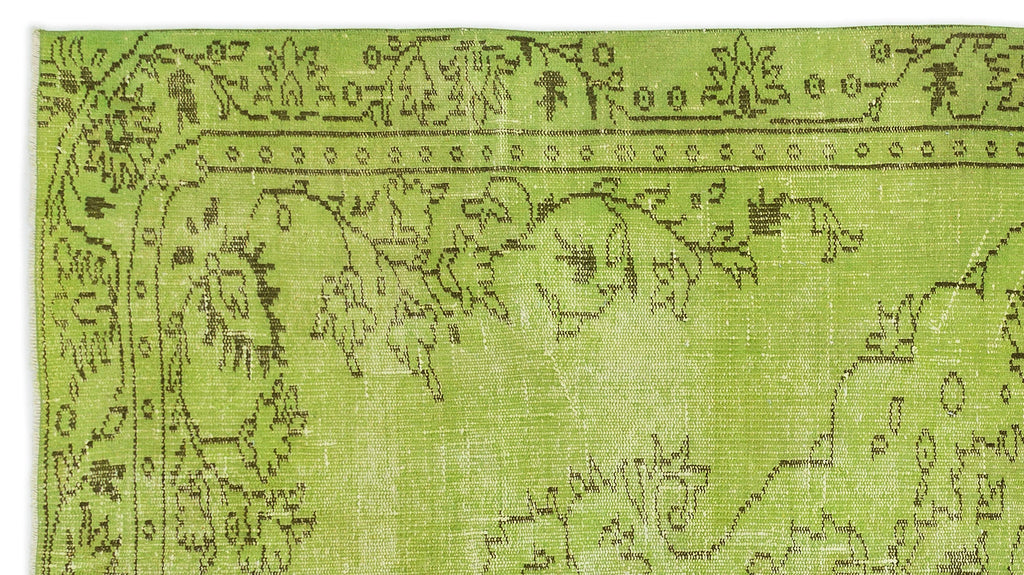 Green Over Dyed Vintage Rug 4'10'' x 8'11'' ft 148 x 271 cm