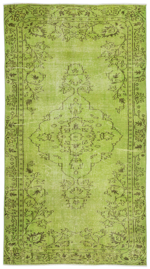 Green Over Dyed Vintage Rug 4'10'' x 8'11'' ft 148 x 271 cm