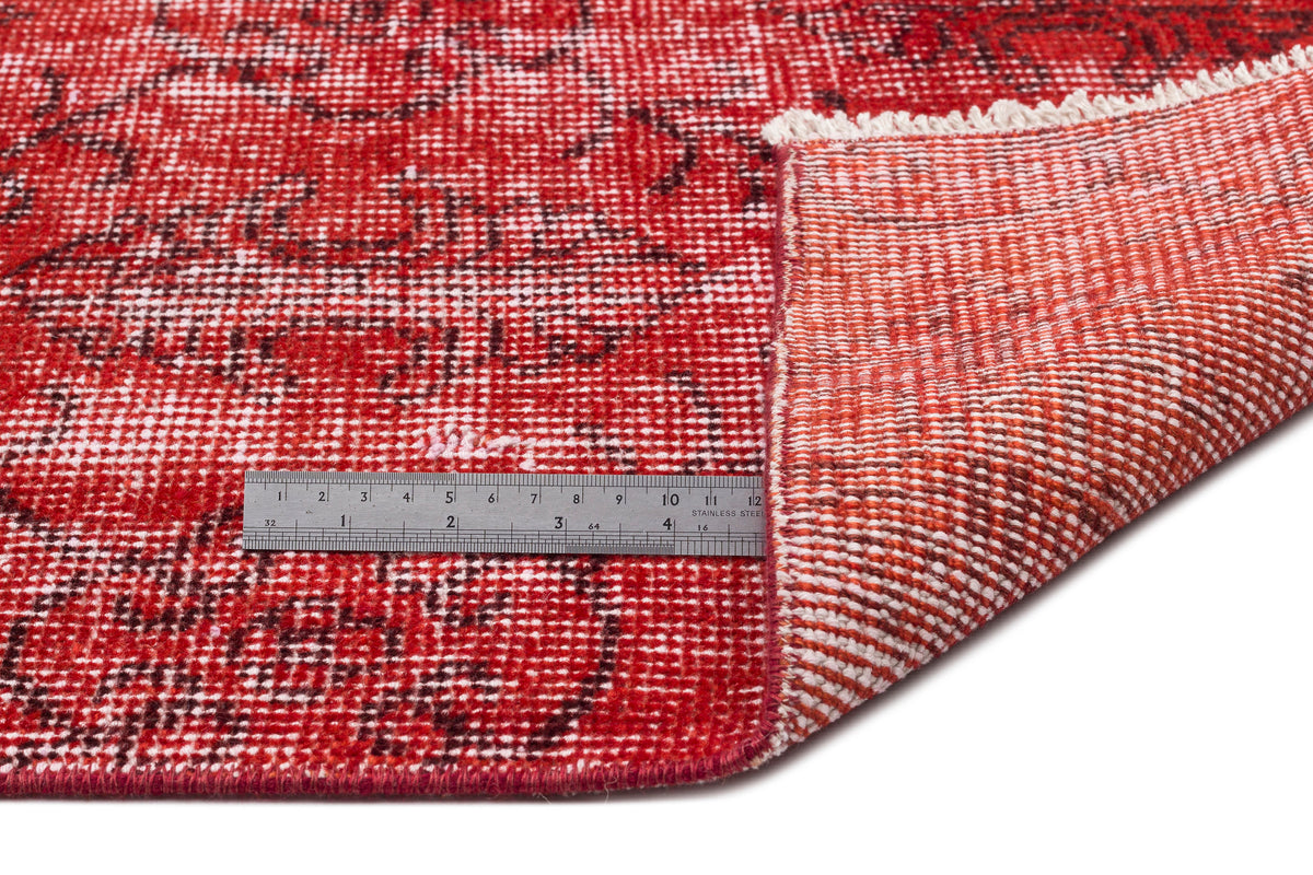 Red Over Dyed Vintage Rug 5&#39;8&#39;&#39; x 9&#39;2&#39;&#39; ft 173 x 280 cm