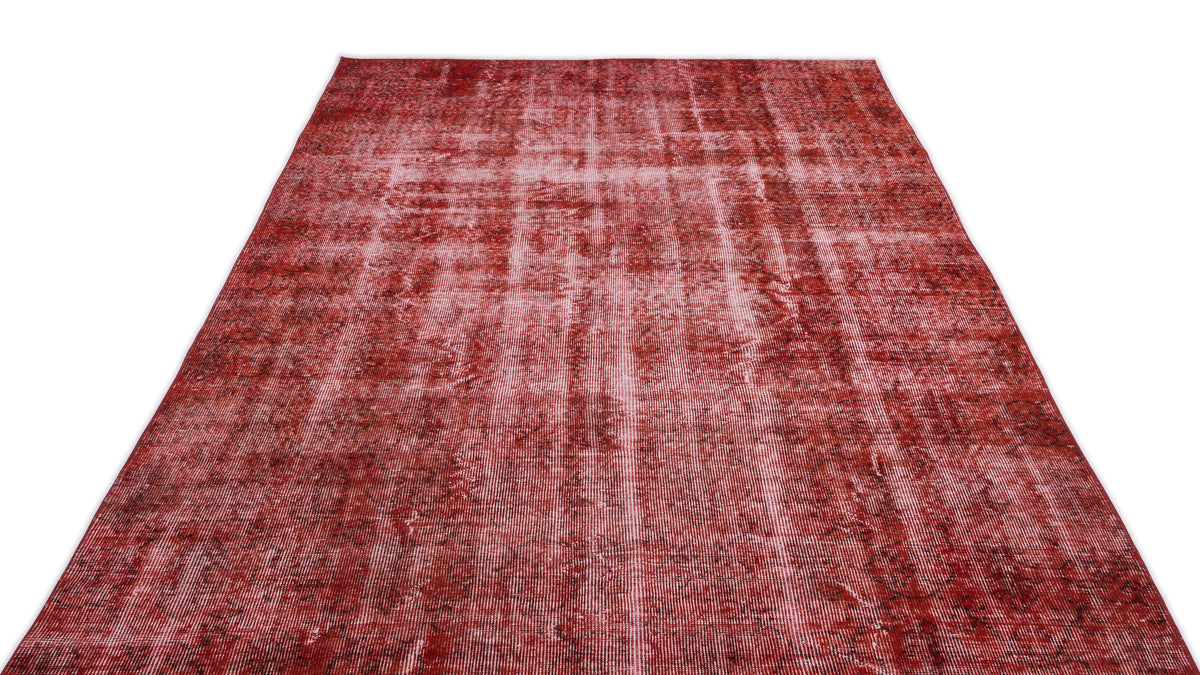 Red Over Dyed Vintage Rug 5&#39;8&#39;&#39; x 9&#39;2&#39;&#39; ft 173 x 280 cm