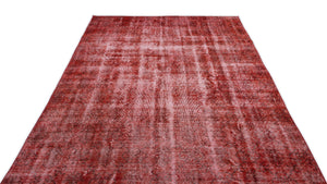 Red Over Dyed Vintage Rug 5'8'' x 9'2'' ft 173 x 280 cm