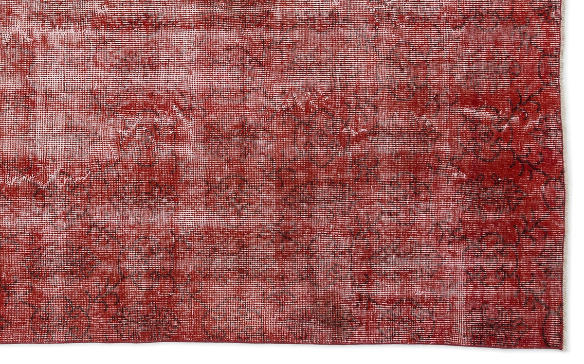 Red Over Dyed Vintage Rug 5&#39;8&#39;&#39; x 9&#39;2&#39;&#39; ft 173 x 280 cm