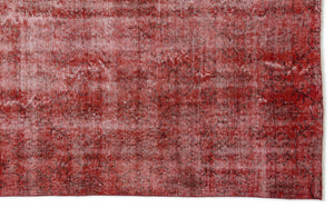 Red Over Dyed Vintage Rug 5'8'' x 9'2'' ft 173 x 280 cm