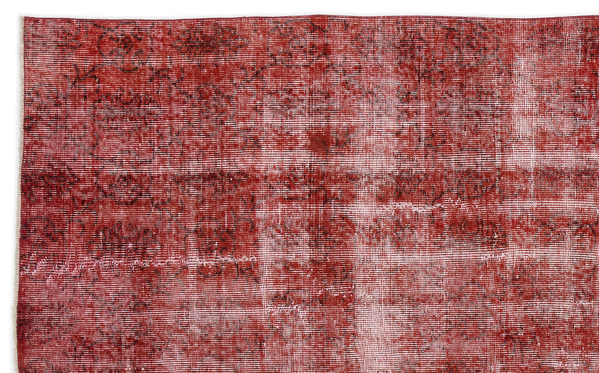 Red Over Dyed Vintage Rug 5&#39;8&#39;&#39; x 9&#39;2&#39;&#39; ft 173 x 280 cm
