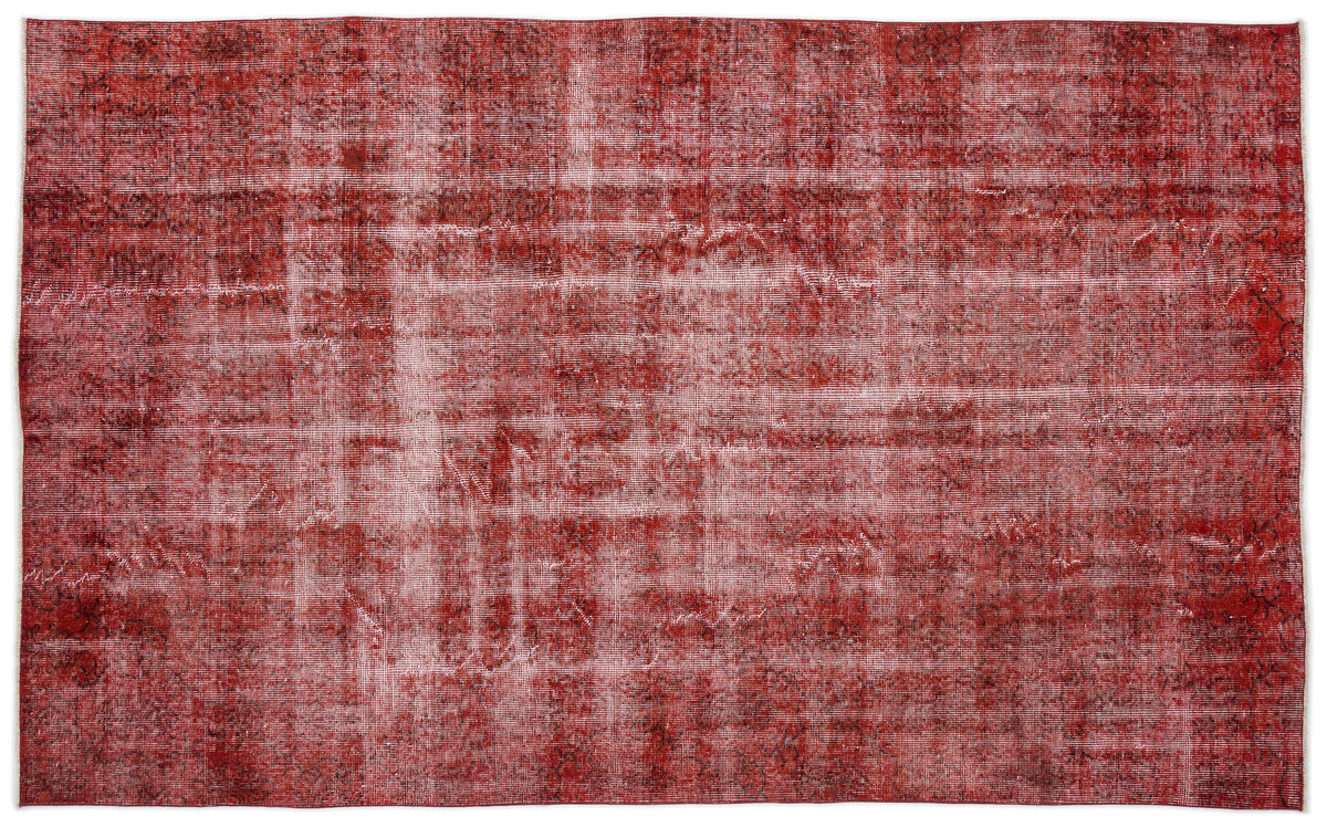Red Over Dyed Vintage Rug 5&#39;8&#39;&#39; x 9&#39;2&#39;&#39; ft 173 x 280 cm