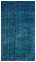 Turquoise  Over Dyed Vintage Rug 5'1'' x 8'10'' ft 154 x 268 cm