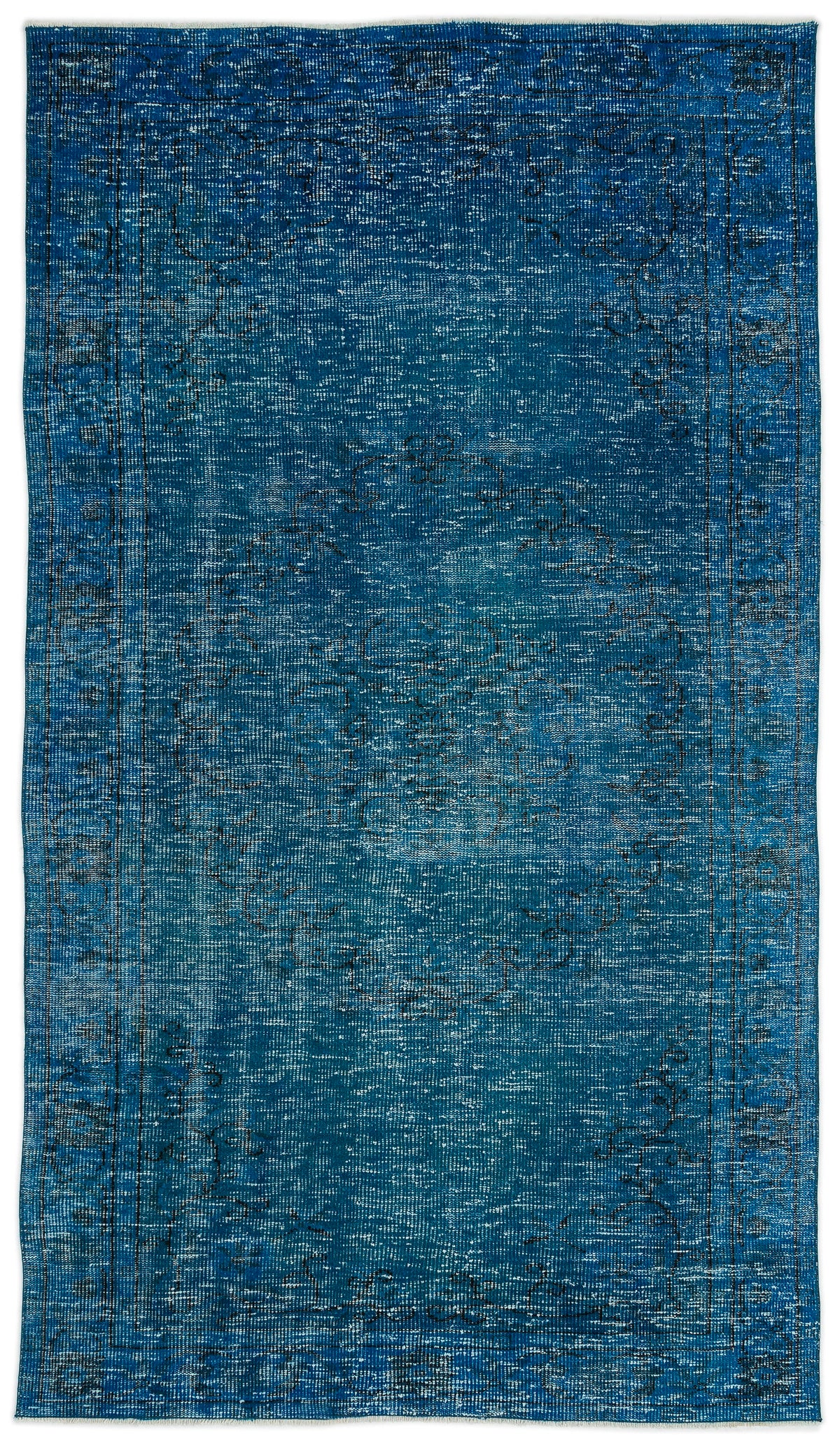 Turquoise  Over Dyed Vintage Rug 5&#39;1&#39;&#39; x 8&#39;10&#39;&#39; ft 154 x 268 cm