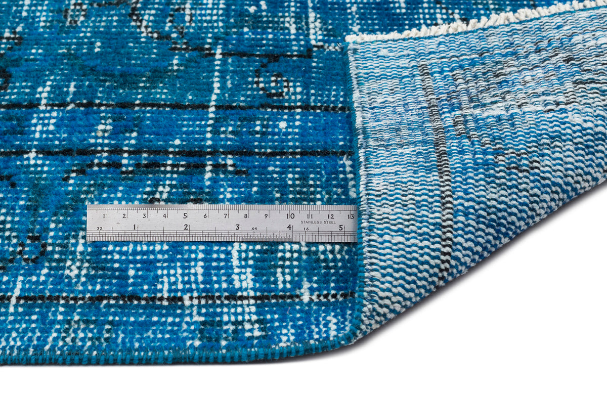 Turquoise  Over Dyed Vintage Rug 5&#39;1&#39;&#39; x 8&#39;10&#39;&#39; ft 154 x 268 cm
