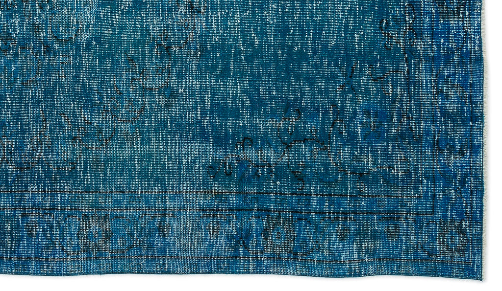 Turquoise  Over Dyed Vintage Rug 5'1'' x 8'10'' ft 154 x 268 cm