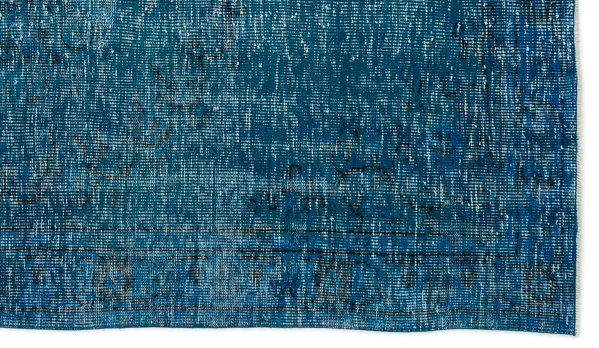 Turquoise  Over Dyed Vintage Rug 5&#39;1&#39;&#39; x 8&#39;10&#39;&#39; ft 154 x 268 cm
